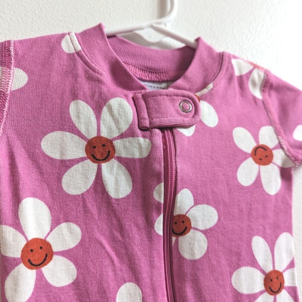 Hanna Andersson Shortie Hannajam Pink Daisy Pajamas Size 3-6m Organic - Picture 2 of 4
